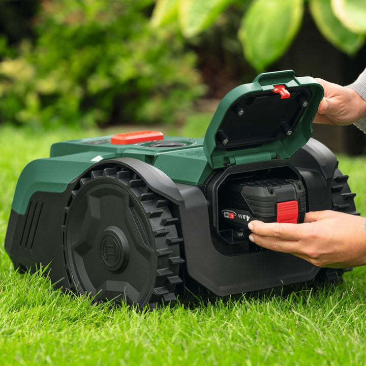 Bosch Akku-Mähroboter VISIMOW18V-100 (für Rasenflächen bis 100 m², Schnittbreite: 16 cm, Schnitthöhe