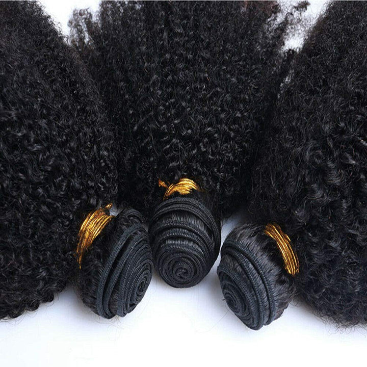 Afro kinky Curly Human Hair 3 Bundles Brasilianisches Afro-Echthaar, gewellt, 3 Bündel, gelockt, Ech