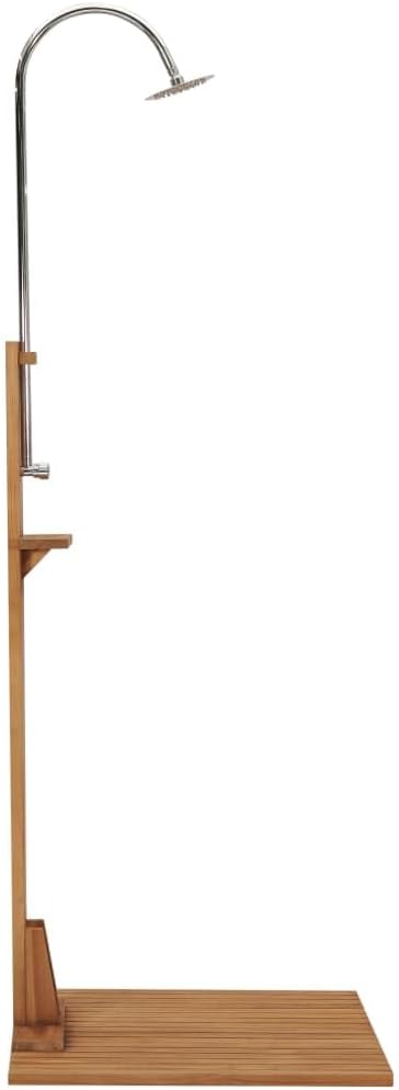 vidaXL Teak Massiv Gartendusche mit Drehknopf Duschkopf Aussendusche Pooldusche Campingdusche Dusche