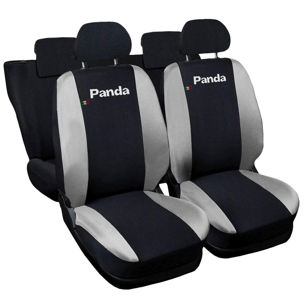 Lupex Shop Panda.013b.Gc1 New Panda zweifarbige Sitzbezüge - mit geteilte Rückbank 50/50- schwarz he