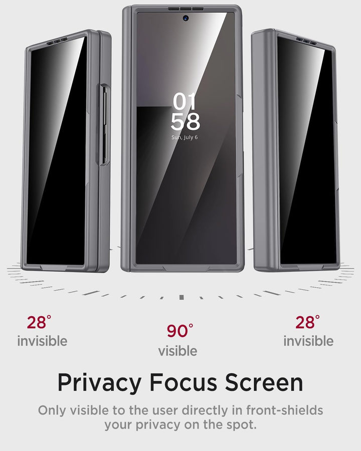 Miimall Kompatibel mit Samsung Galaxy Z Fold 7 Magnetisch Hülle, Anti-SPY Displayschutz & Scharniers