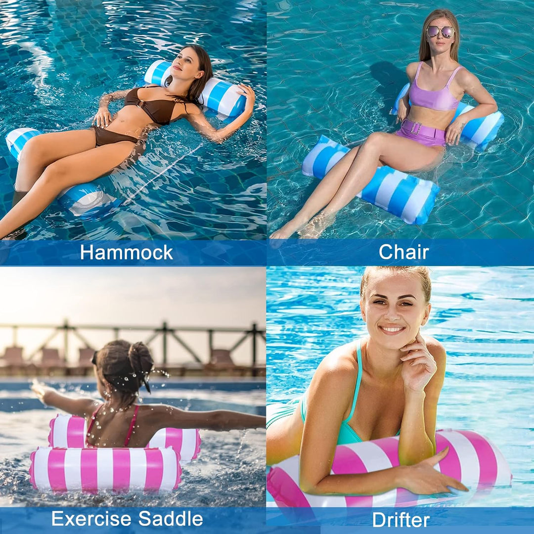 2 Stück Aufblasbare Wasserhängematte Schwimmbett, 4 in 1 Luftmatratze Pool, Wasser Hängematte, Pool