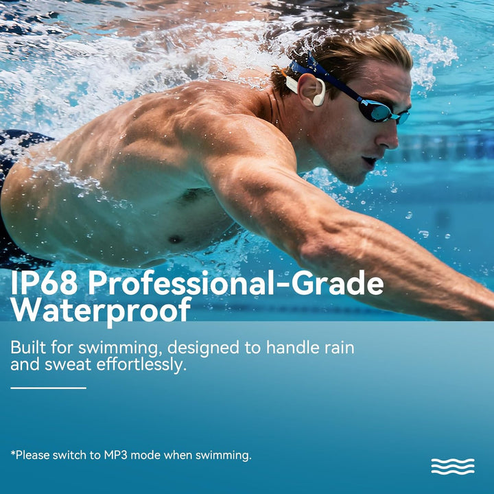 Belife B11 Bone Conduction Headphones, IP68 Waterproof Earbuds for Swimming, 32GB & Bluetooth 6.0 Wi