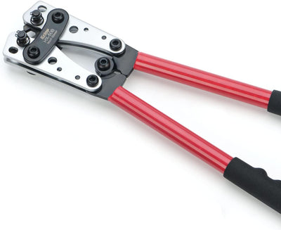 iCrimp Batteriekabelschuh Crimpzange, Kabelschuhzange für robuste Kupferschuhe und Flachstecker, Erd
