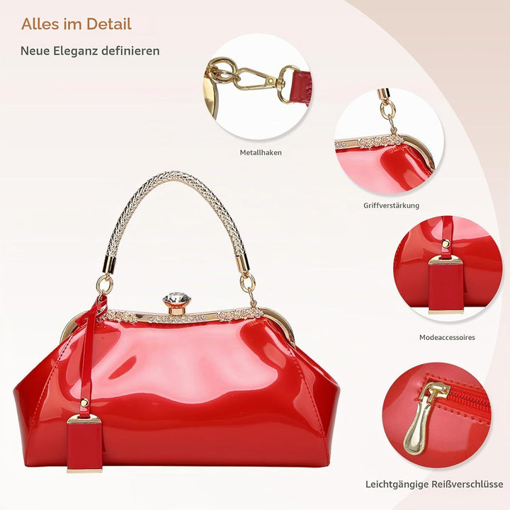 NICOLE &amp; DORIS Handtaschen für Damen Lackleder Handtaschen Abendtasche für Party Hochzeit Schulterta