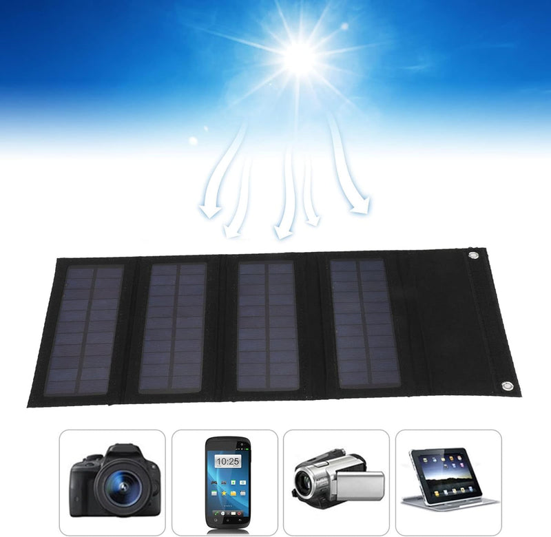 AUNMAS 40W 4-Fach Solarpanel Ladetasche mit USB Falttasche Faltbares Monokristallines Solarpanel Lad