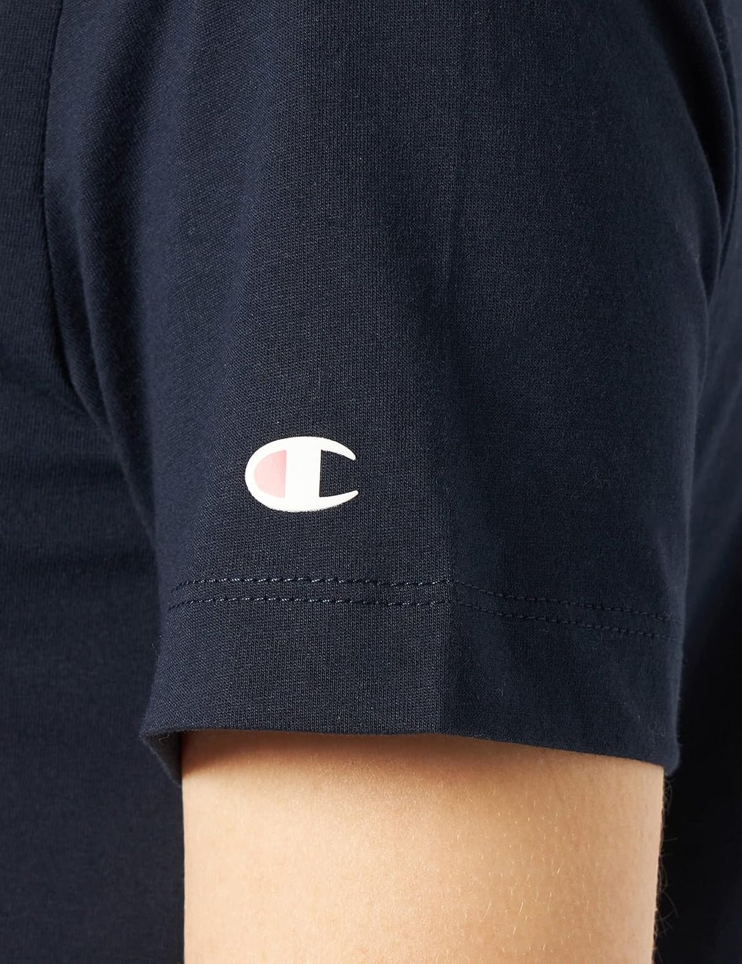 Champion Damen American Classics-Small Logo S/S V-Neck T-Shirt L Blau (Marine), L Blau (Marine)