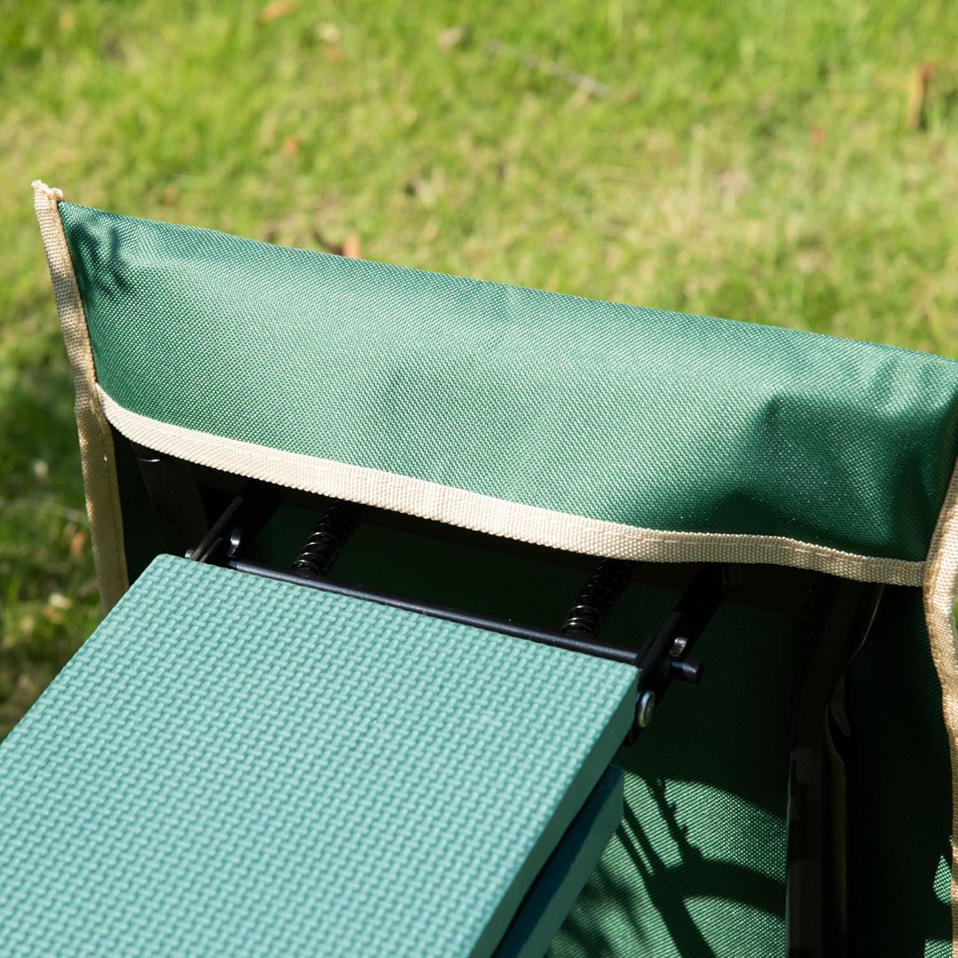 Outsunny Kniebank, Klappbarer Gartenhocker, 2-in-1, Kniehilfe, mit Werkzeugtasche, Eva-Schaumstoff,