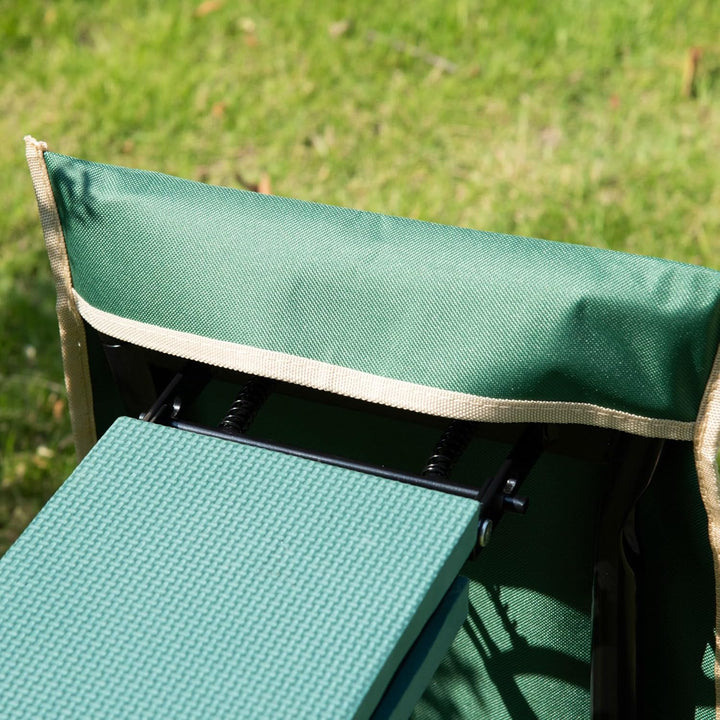 Outsunny Kniebank, Klappbarer Gartenhocker, 2-in-1, Kniehilfe, mit Werkzeugtasche, Eva-Schaumstoff,