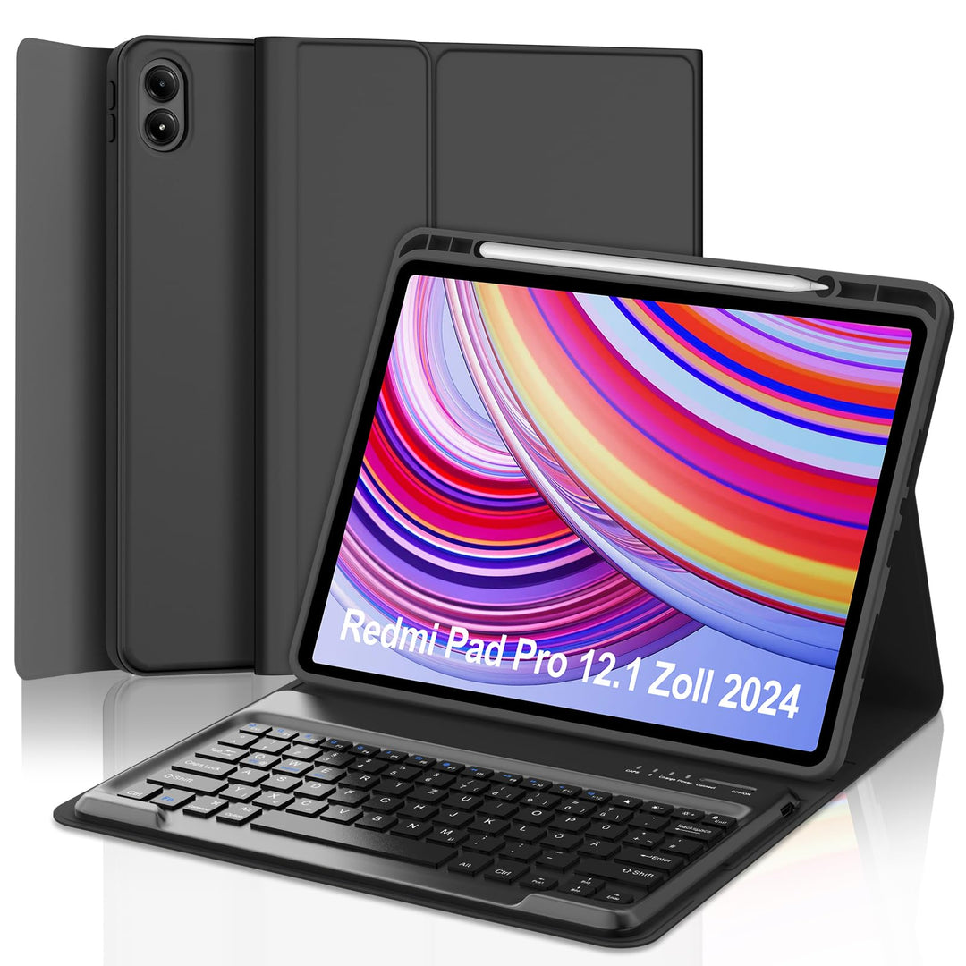 WINCHKING Tastatur Hülle für Redmi Pad Pro 12.1 Zoll - Bluetooth Tastatur QWERTZ Layout, Abnehmbare