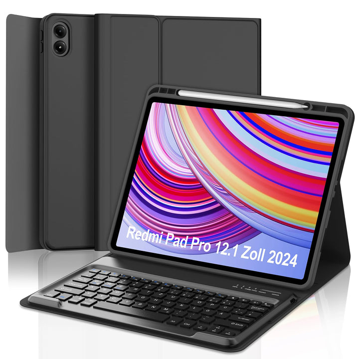 WINCHKING Tastatur Hülle für Redmi Pad Pro 12.1 Zoll - Bluetooth Tastatur QWERTZ Layout, Abnehmbare
