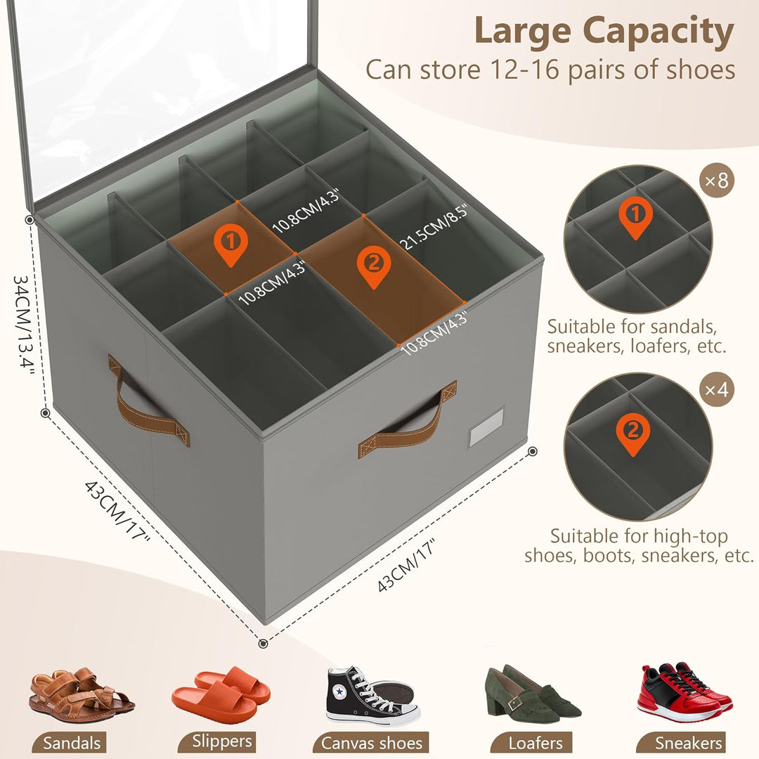 Vincona Schuhorganizer für Closet, Passt 16 Paare, grosse Schuhschrank Schuhbox mit Durchsichtigem D