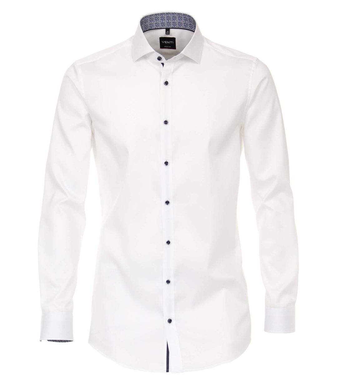 Venti - Body Fit - Bügelleichtes Herren Langarm Hemd (103522800), Grösse:41, Farbe:Weiss (000)