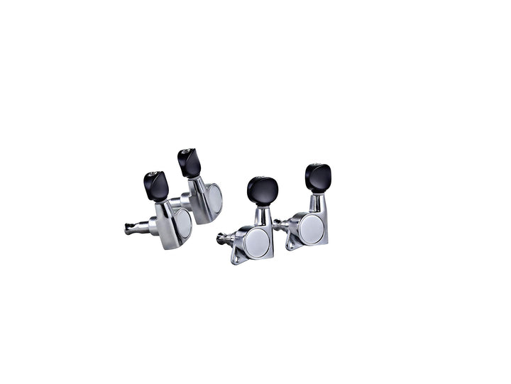 ORTEGA Ukulele Stimmmechaniken-Set, Die-Cast, schwarze Knöpfe, „entry level“, chrom (OTMUKSTD-CR)
