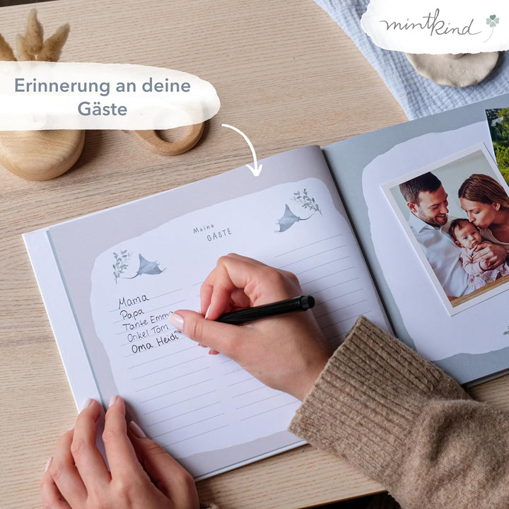 mintkind® Gästebuch Meine Taufe Wal I für Junge & Mädchen | Taufbuch, Taufgeschenk, Taufalbum, Erinn