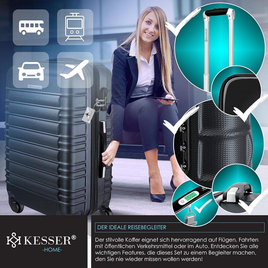 KESSER® Reisekoffer Mittlerer Hartschalen-Koffer Inkl. Kofferwaage + Gepäckanhänger Trolley Gepäck R