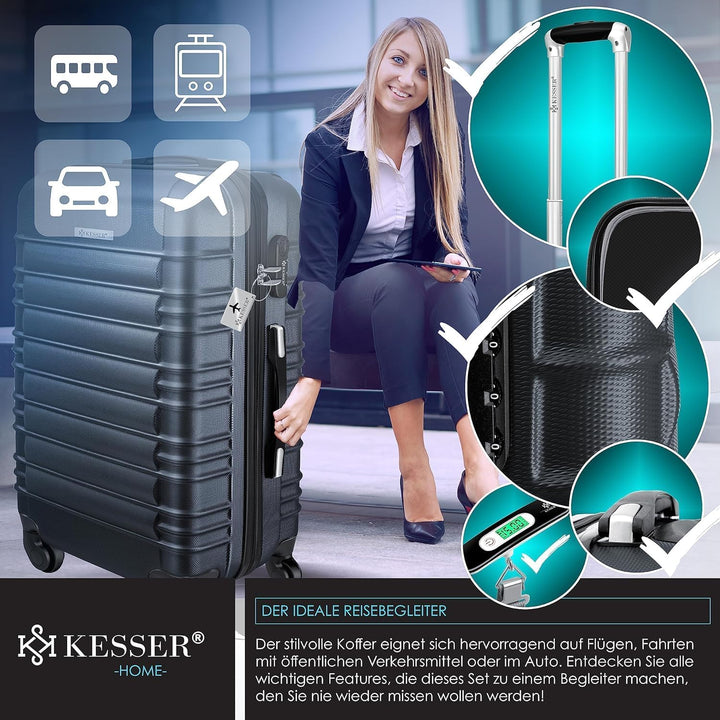 KESSER® Reisekoffer Mittlerer Hartschalen-Koffer Inkl. Kofferwaage + Gepäckanhänger Trolley Gepäck R