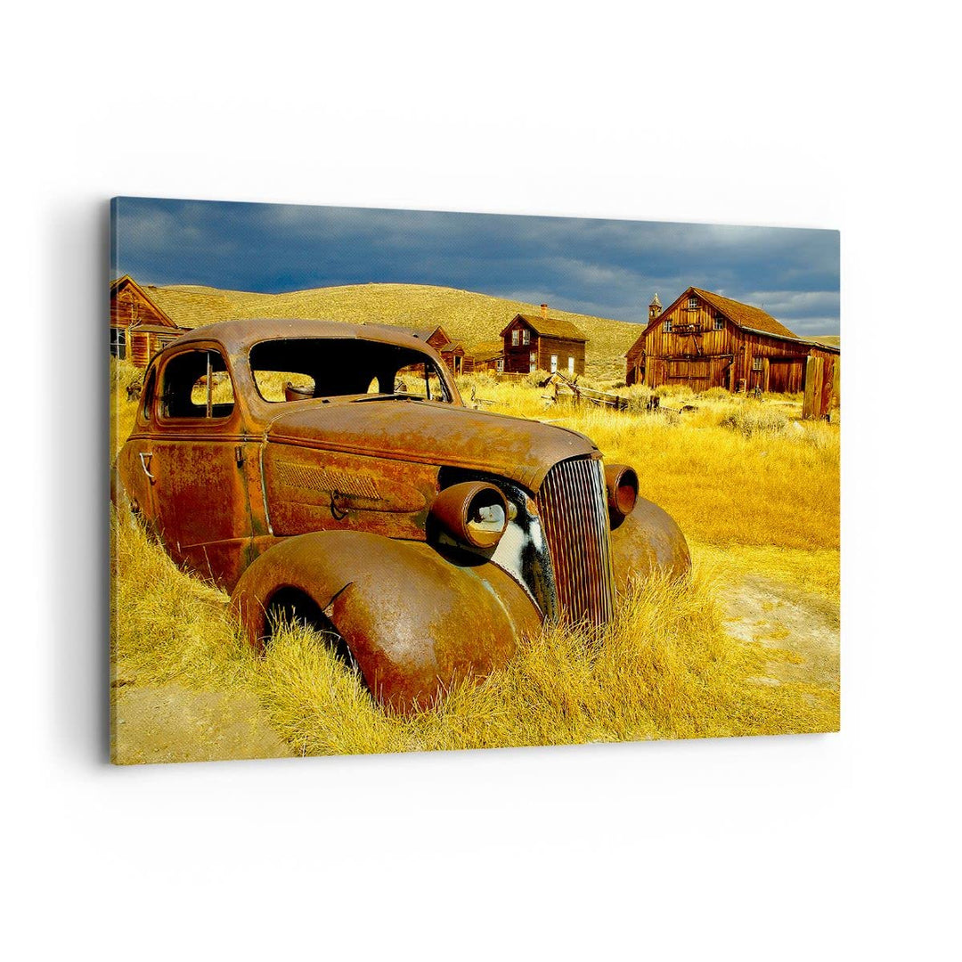 Bilder auf Leinwand 100x70cm Leinwandbild Bauernhof altes Auto aufgegeben Gross Wanddeko Bild Schlaf
