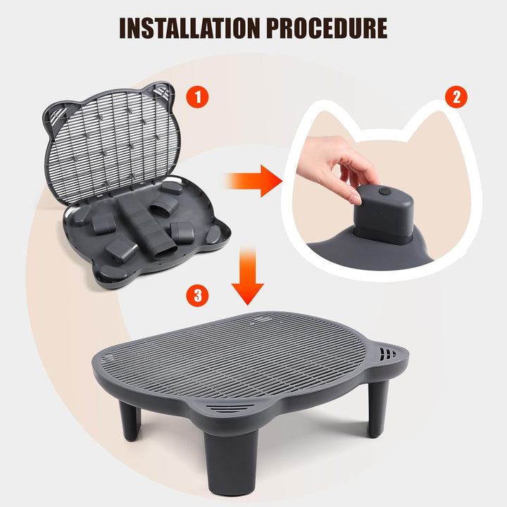 Bartuke Verstellbare Katzen Rampe für Katzentoilette, Erhöhte Katzentoilette Stufe, Doppelte Katzens