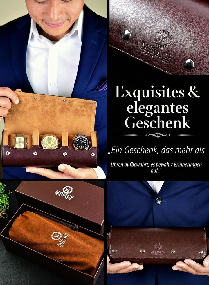 Uhrenetui für Herren – Uhrenrolle, Reiseetui – Aufbewahrungs-Organizer und Display – Mirage Uhrenrol