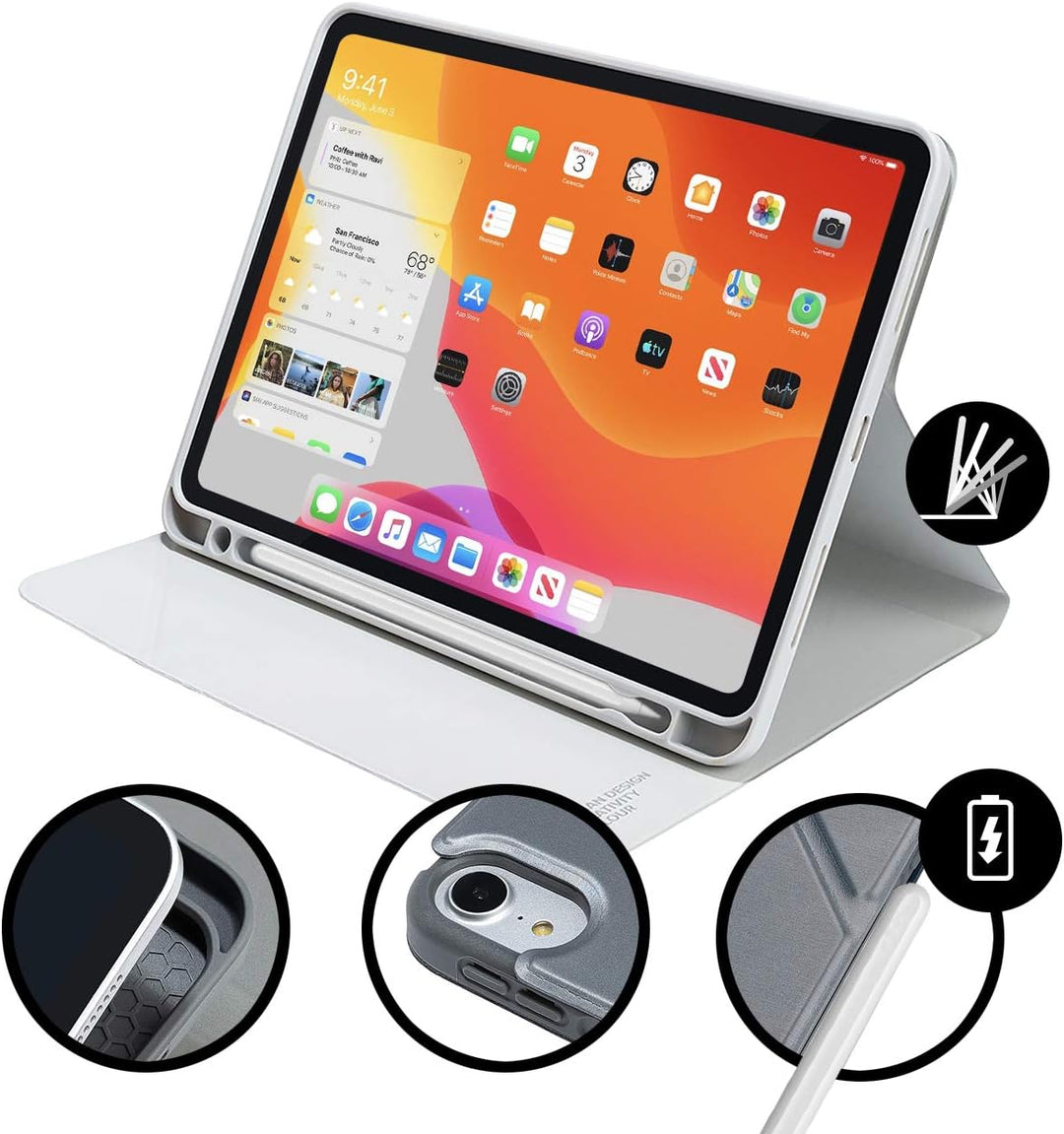 Tucano - Metal Schutzhülle Cover kompatibel mit iPad Air 10.9", Halterung für Apple Pencil Silber, S