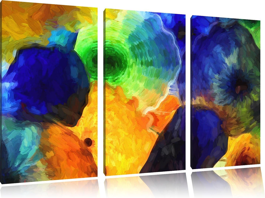 bunte Quallen NewArt 3-Teiler Leinwandbild 120x80 Bild auf Leinwand, XXL riesige Bilder fertig gerah