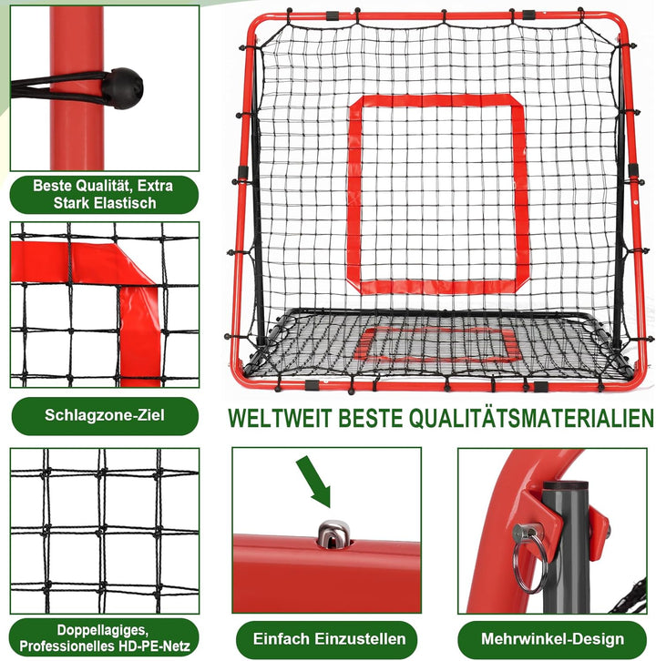 Fussball Rebounder, 85x85cm/120x120cm Rebounder für Fussball, Verstellbar mit 8 Winkeln, Doppellagig