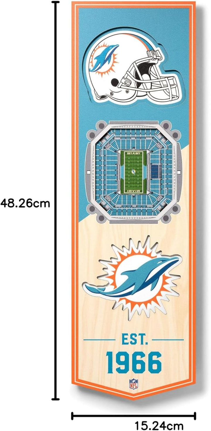 YouTheFan NFL 3D Stadion Banner, 15,2 x 48,3 cm Miami Dolphins, Miami Dolphins