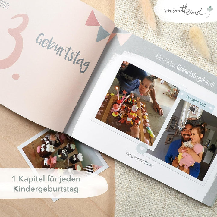 Mintkind® „Alle meine Kindergeburtstage“ Erinnerungsalbum vom 1. bis zum 12. Geburtstag | Fotoalbum