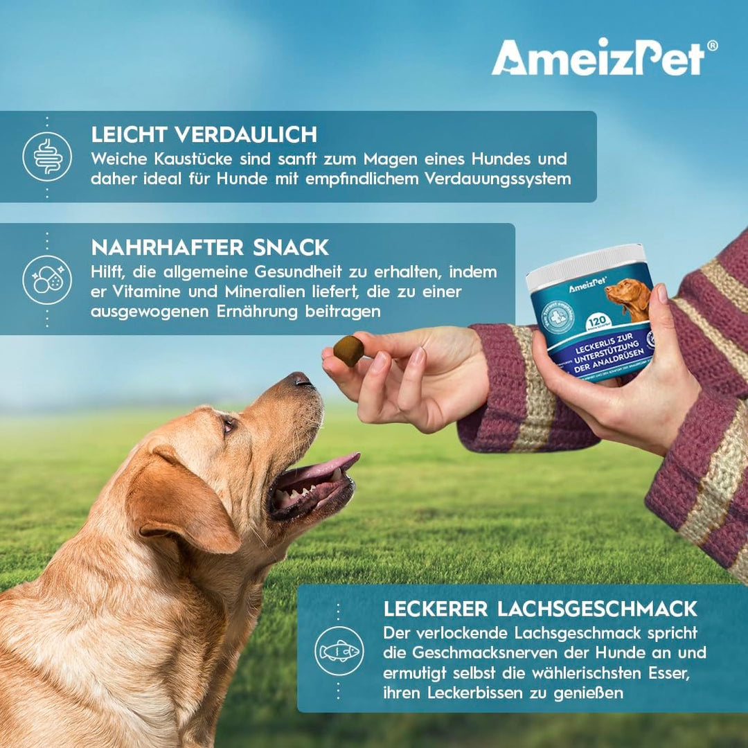 AmeizPet Hunde Weiche Leckerlis Analdrüsen Salbe für Hunde, Analdrüsen Salbe Hund Verdauungssnacks,
