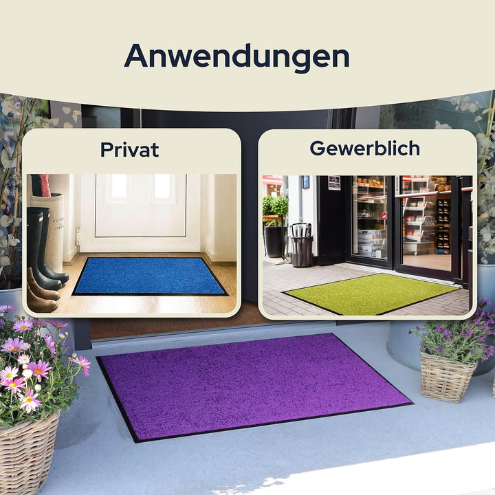 Primaflor Schmutzfangmatte Clean | 60 x 90 cm | Grün | 9 mm hohe Polyamid-Oberfläche mit Vinylrücken