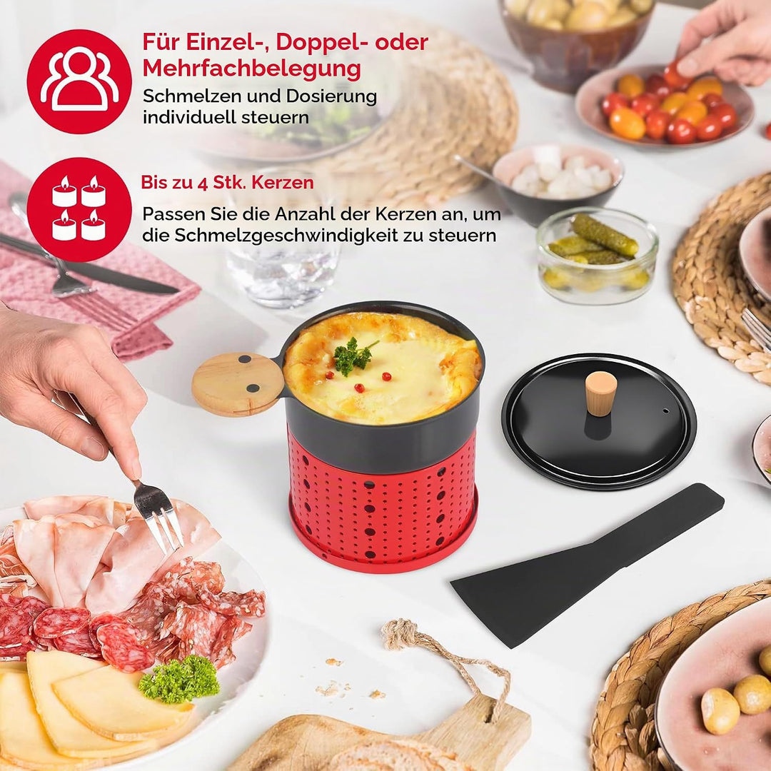 ipow 2er Set Mini Raclette Grill, Racletteofen Set antihaftbeschicht Kerzenraclette für Teelichter,