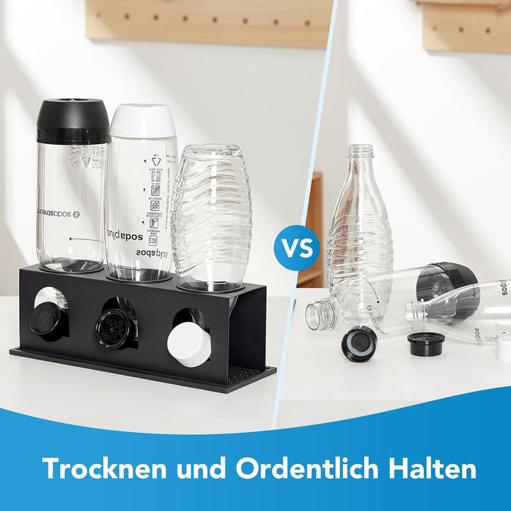 ACTIV CUISINE Flaschenhalter für Sodastream Duo Crystal Flaschen, 3er Edelstahl Abtropfhalter Abtrop