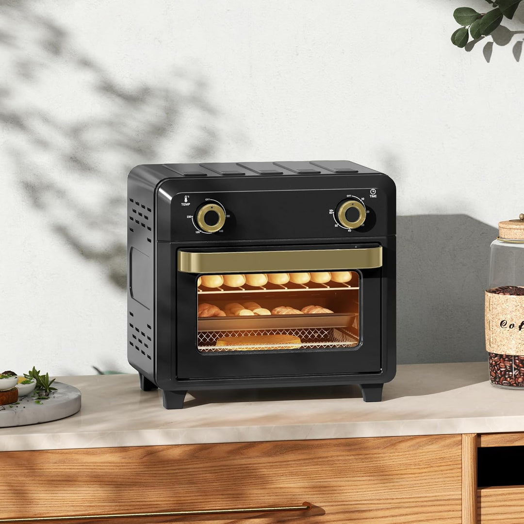 HOMCOM Minibackofen mit Umluft, 10L Heissluftfritteuse, Backofen Klein mit 60-Min-Timer und Innenbel