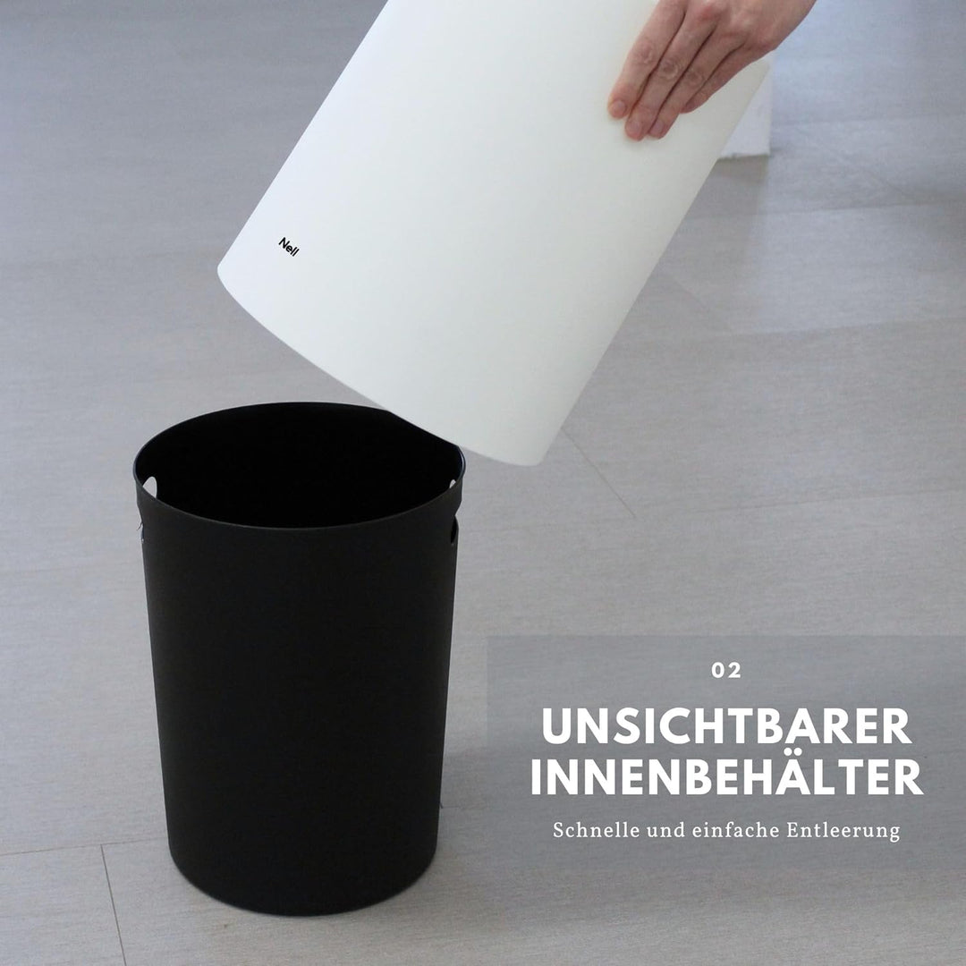 Nell 12L Mülleimer Büro Weiss Matt – Ideal für Büro, Küche und Wohnzimmer, Eleganter und vielseitige