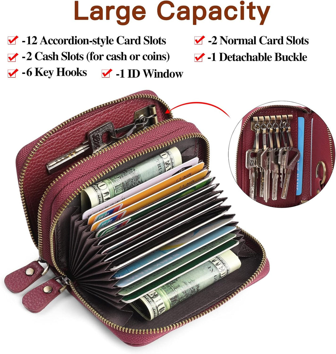 GAEKEAO Geldbörse Damen klein Leder Kleines Portemonnaie Portmonee Damen mit vielen Kartenfäche, RFI