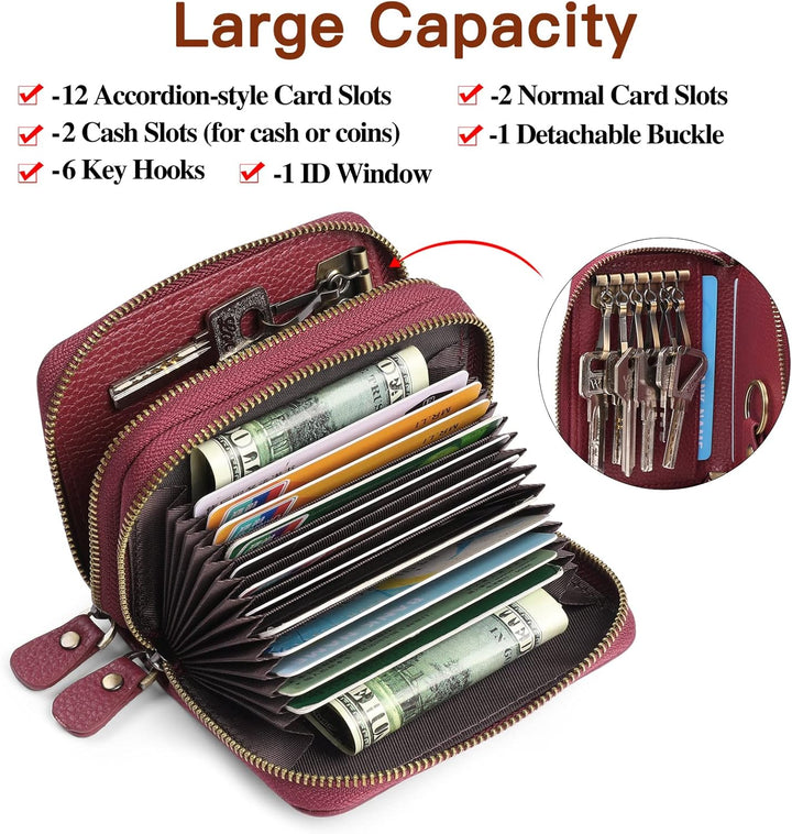 GAEKEAO Geldbörse Damen klein Leder Kleines Portemonnaie Portmonee Damen mit vielen Kartenfäche, RFI