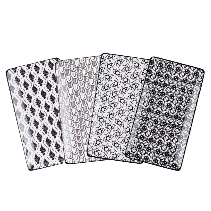 vancasso Servierplatten Porzellan, Haruka 4 teilig rechteckige Teller Set aus Porzellan, Servierplat