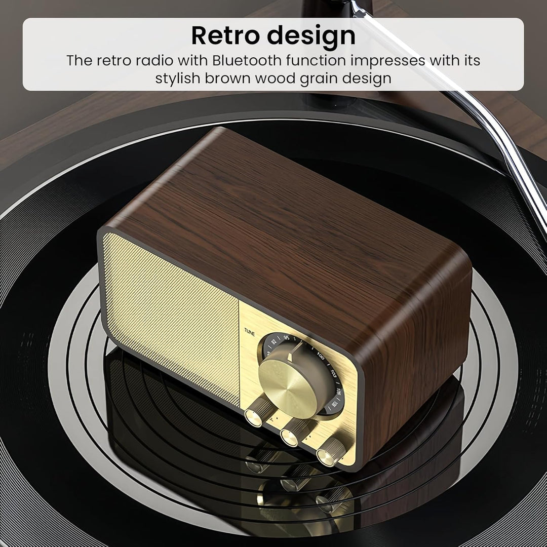 Retro Radio mit Bluetooth, Nostalgie Radio Klein, Bluetooth Radio Retro, 5 Watt Lautsprecher, Vintag