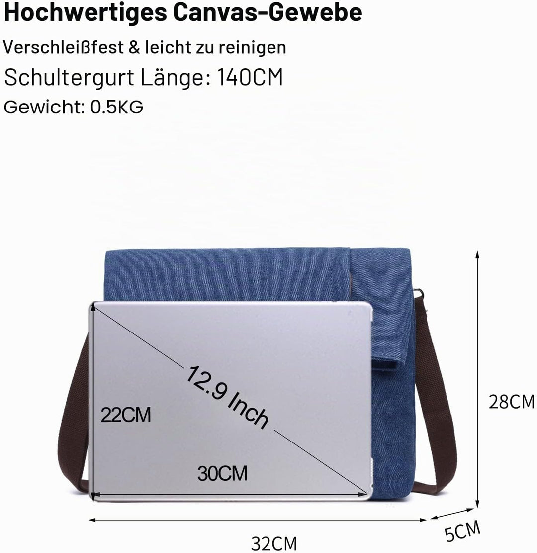 FANDARE Retro Umhängetasche Handtasche Schultertasche Herrentasche Segeltuch Kuriertasche Messenger-