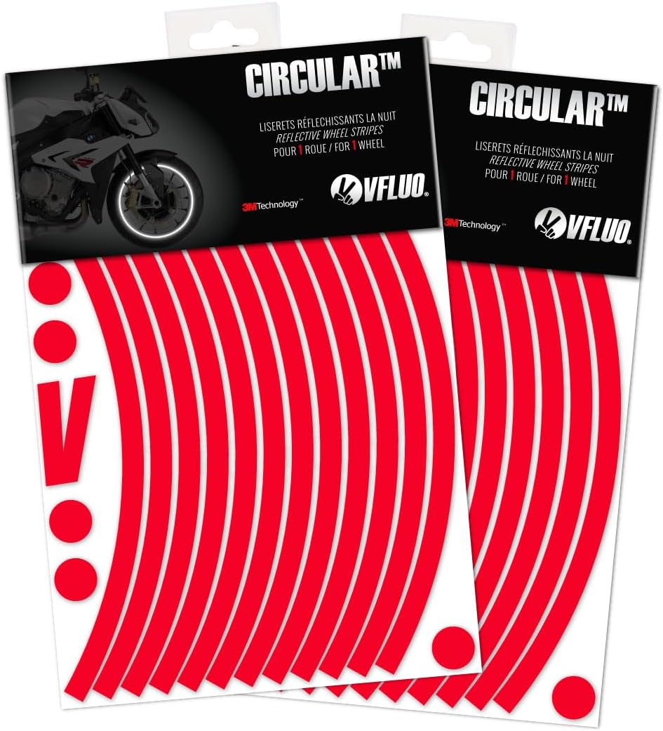 VFLUO Circular,(2er-Pack) Motorroller retroreflektierendes Felgenband-Kit (1 Rad), 3M Technology, Ba