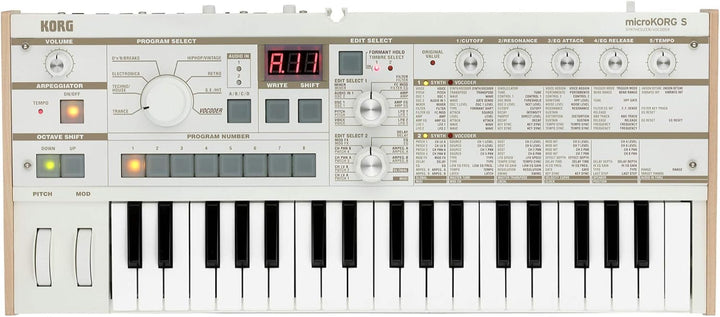 Korg - MICROKorgS - 37 Key Analogue Modelling Synthesizer with Vocoder - White 37 Key MicroKORG S Wh