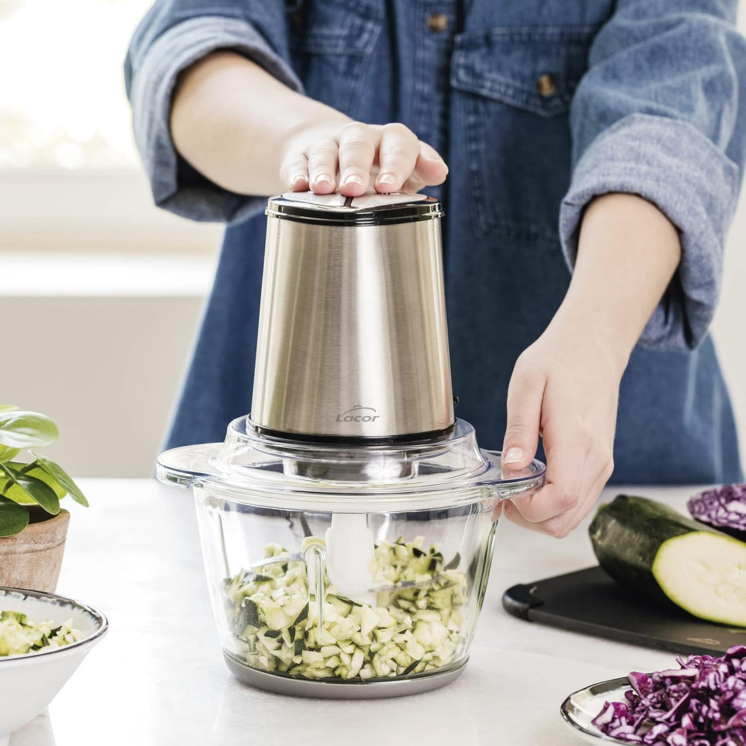 Lacor - 69077 - Automatischer Cutter, Food Chopper, Chopper mit ultra-widerstandsfähigen Klingen, BP