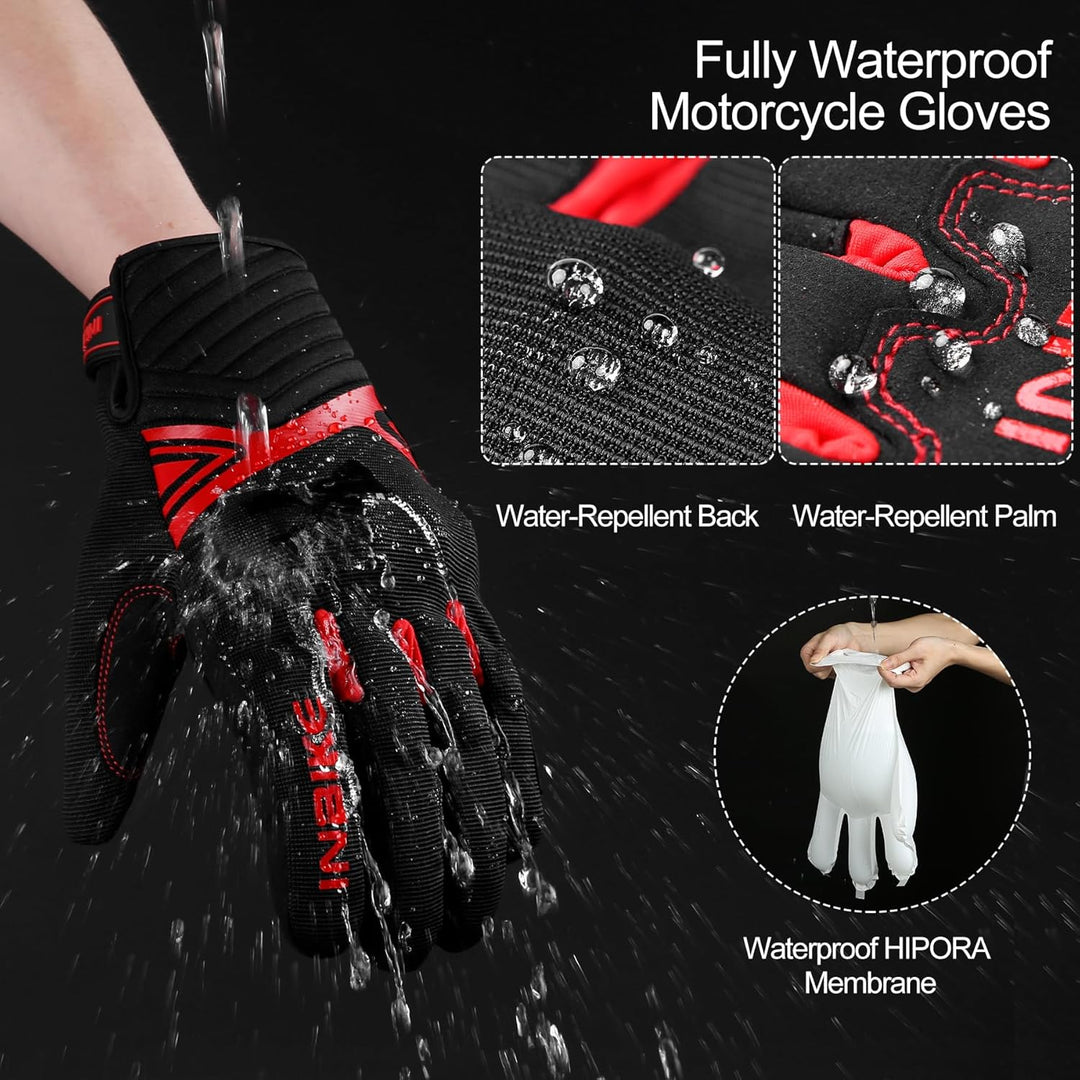 INBIKE Winter Motorradhandschuhe Wasserdicht Warm Winddicht mit Harter Schutz Motocross Motorrad Han