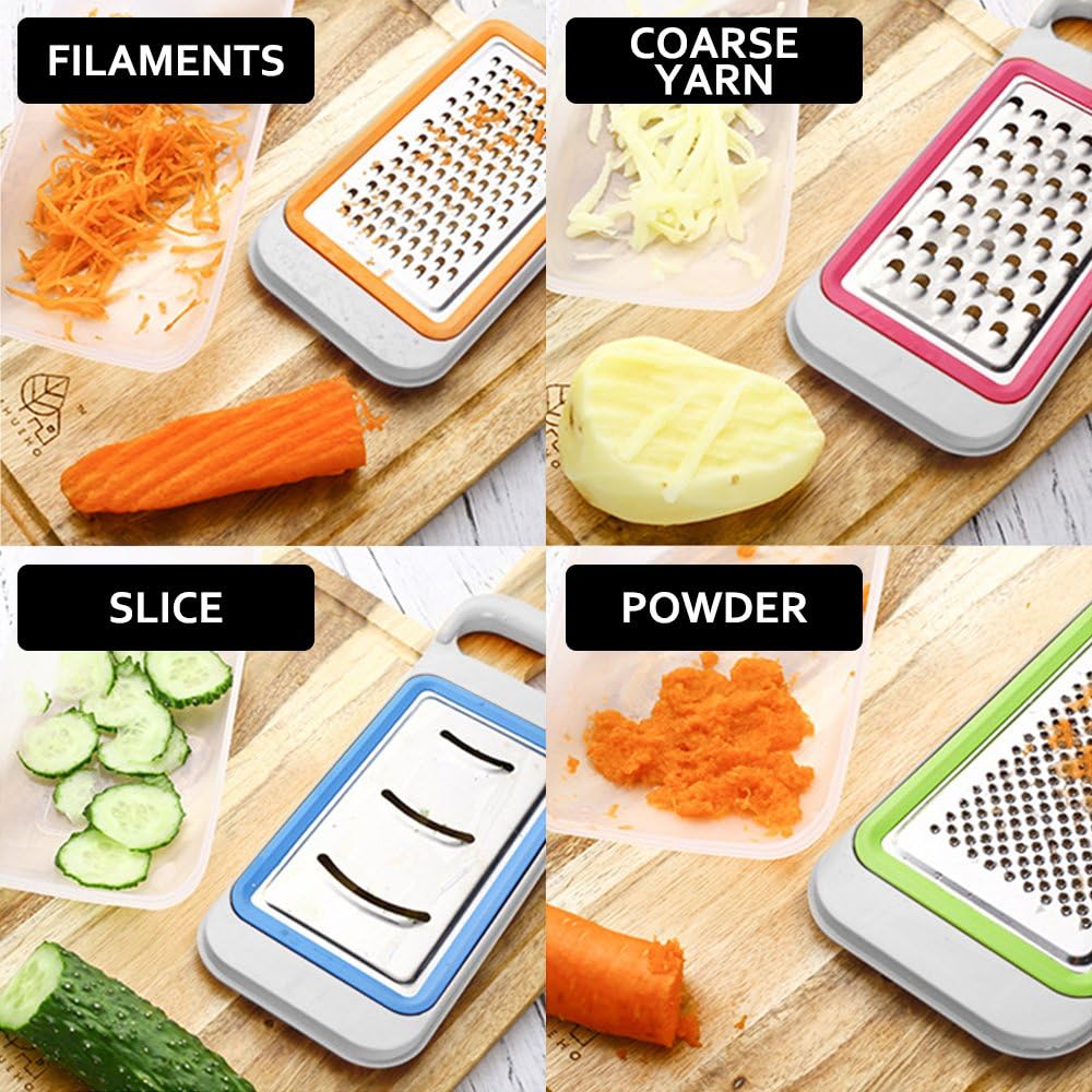 Obst Gemüse Schneidemaschinen Set mit Orangen Peelern, FineGood 4 Packs MultifunktionsSpiralizer Dic
