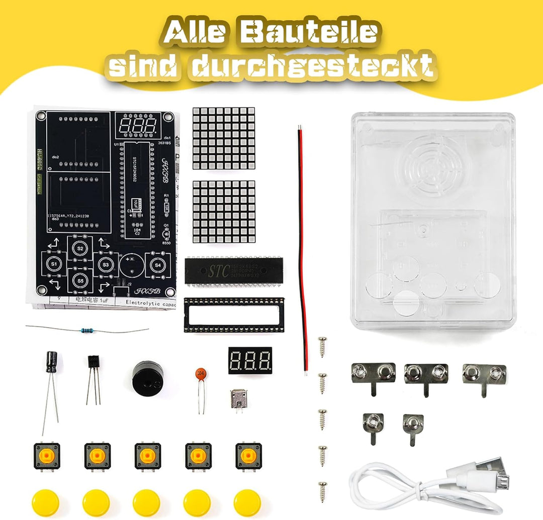 7 in 1 Spielekonsole Löten Bausatz, BANRIA 7 Spielearten Handheld Game Console Lötprojekt Kit mit Ve