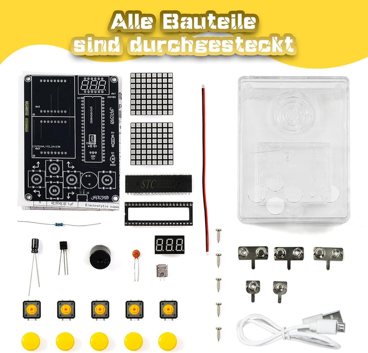 7 in 1 Spielekonsole Löten Bausatz, BANRIA 7 Spielearten Handheld Game Console Lötprojekt Kit mit Ve