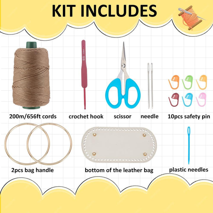 INFUNLY DIY Häkeltaschen Set Für Anfänger Hellkhaki Häkelset Für Tragetaschen Mit Video Tutorials Hä