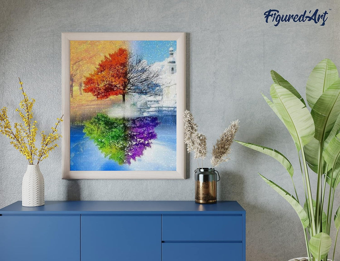 Figured'Art Diamond Painting Erwachsene 40x50cm Ganze Leinwand gerollt Die 4 Jahreszeiten 5D Bilder