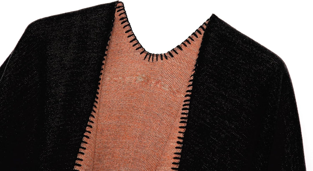 Damen Warm Offene Front Strick Schals und Wraps Floral Elegante Cardigans Poncho Cape Coat Mantel Sc